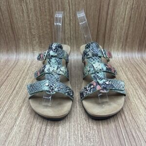 Vionic Wedge Sandals Multi Snakeskin Women Size 6 Adjustable Straps Orthaheel
